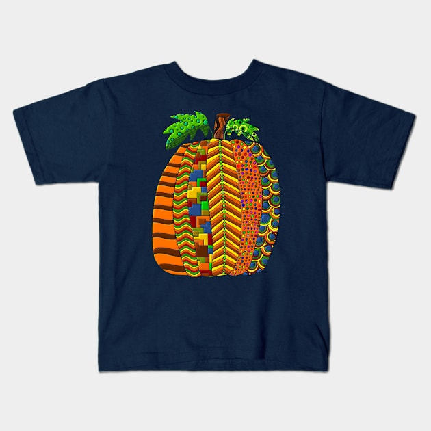 Quirky Pumpkin Art Kids T-Shirt by AlondraHanley